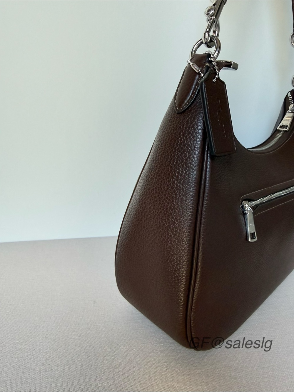 NWT Coach Teri Hobo Shoulder Bag Maple Brown Pebble Leather Silver CV935 - Picture 4 of 16